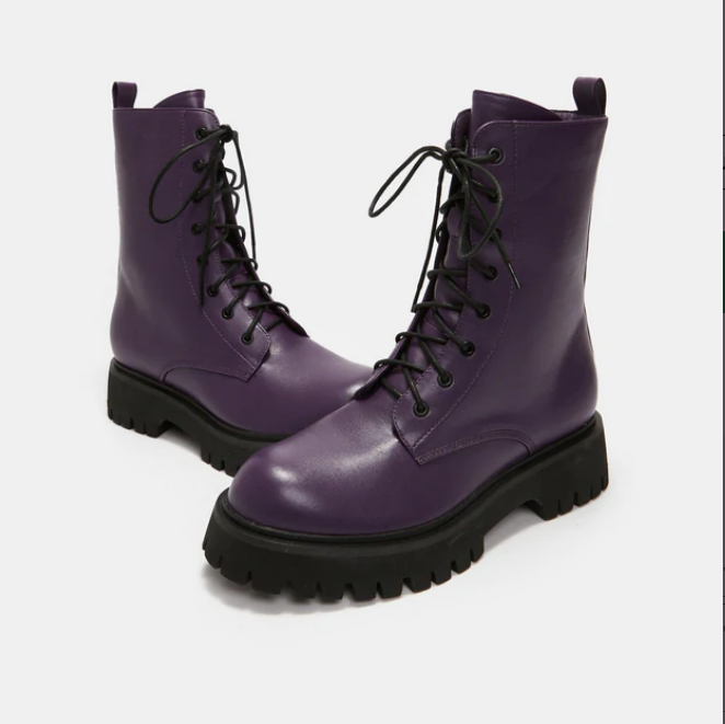 Purple Combat Boots | Purple Military Ankle Boots | KOI Footwear ...