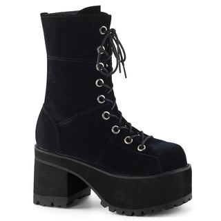 Platform Velvet Combat Boots