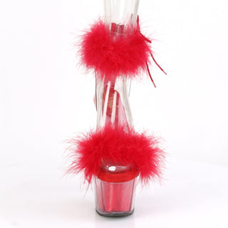 Ankle Cuff Sexy Fur Sandals Red (Pleaser ADORE-724F)