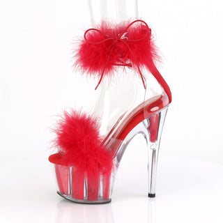 Ankle Cuff Sexy Fur Sandals Red (Pleaser ADORE-724F)
