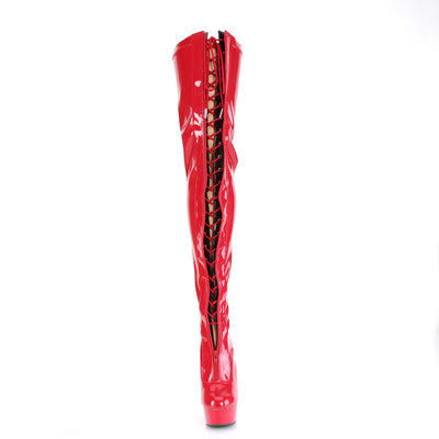 Red Platform Thigh High Boots - Pleaser Delight-3027