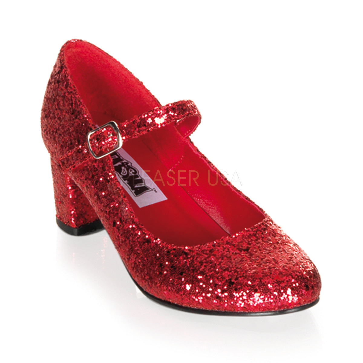Red Glitter School Girl Heels