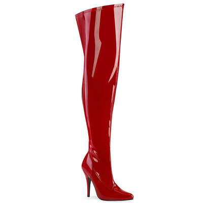 wide calf red thigh high boots