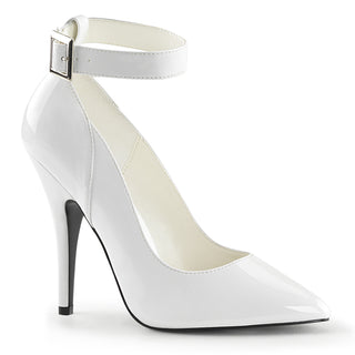 Seduce-431 White Ankle Strap Heels