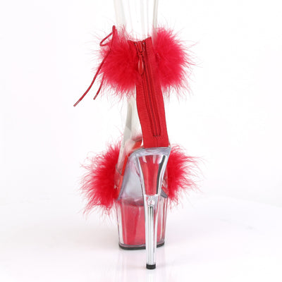 Ankle Cuff Sexy Fur Sandals Red (Pleaser ADORE-724F)