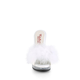 Sexy White Marabou Mules Glory-501F-8