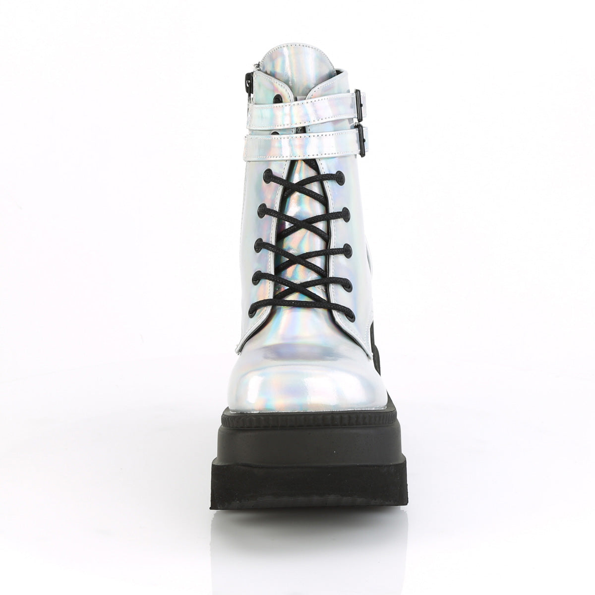 silver ankle punk boots Demonia shaker-52