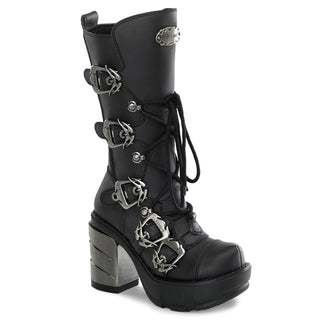 Chromed Heel Mid-Calf Sinister Boots
