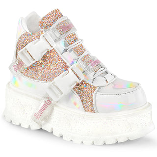 White Holographic Glitter Platform Sneakers