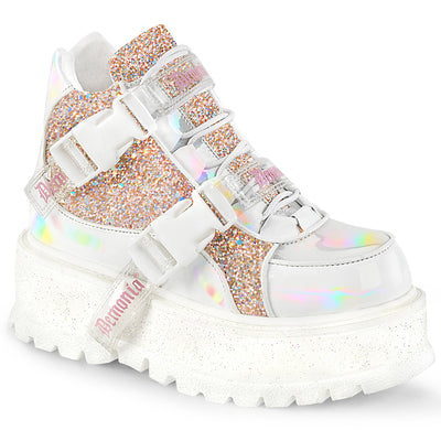White Holographic Glitter Platform Sneakers