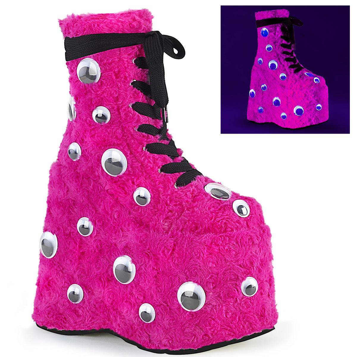 Googly Eyes Fur Boots Pink