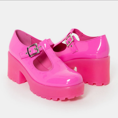 Stawberry Pink Platform Mary Janes Image-2