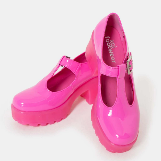 Stawberry Pink Platform Mary Janes Image-3