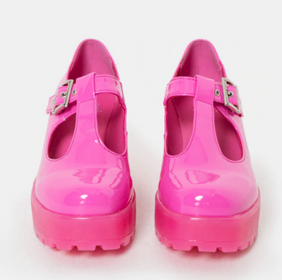 Stawberry Pink Platform Mary Janes Image-4