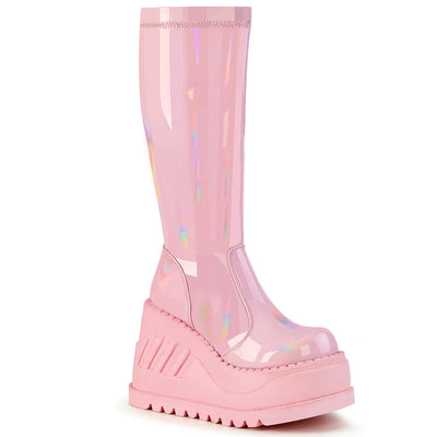 Stomp Wedge Platform Boots Pink