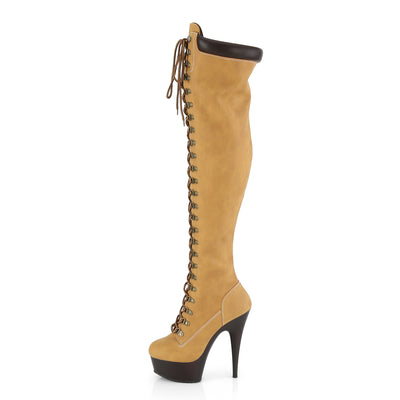 Tan High High Boots - Pleaser Delight-3000TL