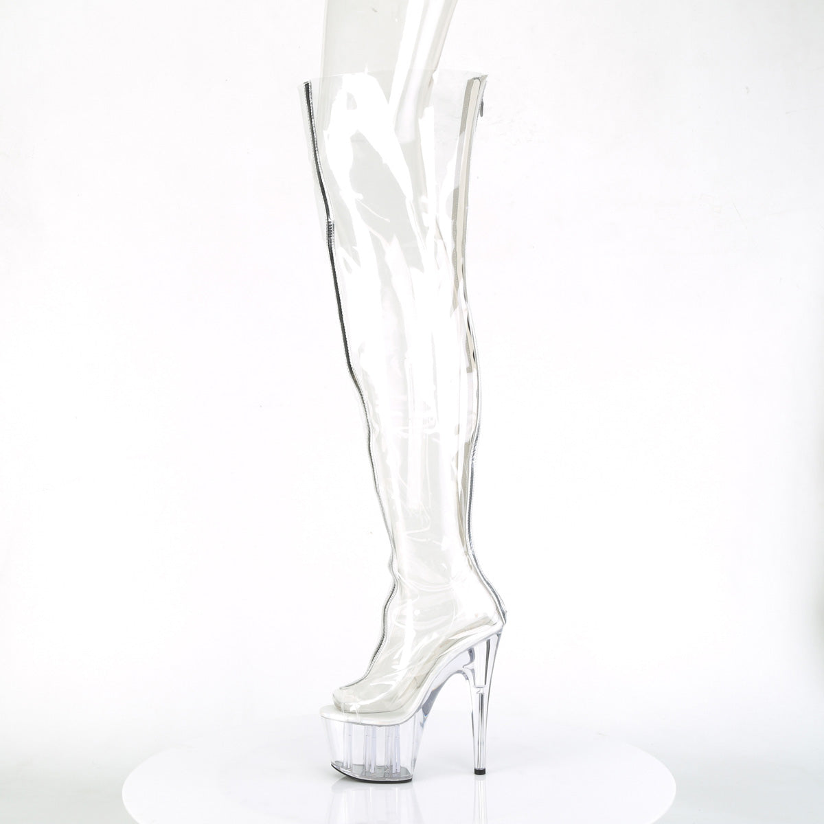 Clear thigh outlet high boot