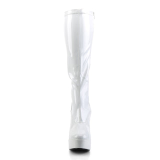 White PA Knee High Boots - Pleaser Electra-2000z