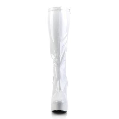 White PA Knee High Boots - Pleaser Electra-2000z