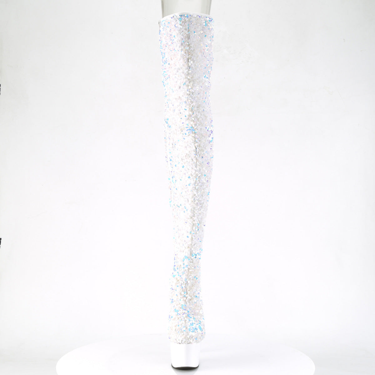 white sequins thigh high boots - Pleaser Seduce-3020
